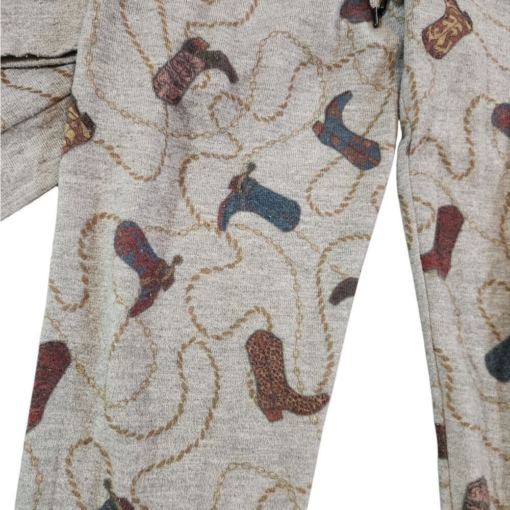 PJ Salvage Pajama Set XS Gray Cowboy Boots Shirt Lounge Pants Rope Chain - Picture 5 of 8